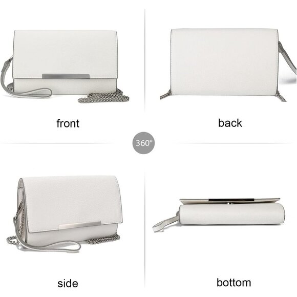 🆕Women White Faux Leather Small Clutch Purse Straw Wristlet Crossbody Bag - Picture 7 of 9